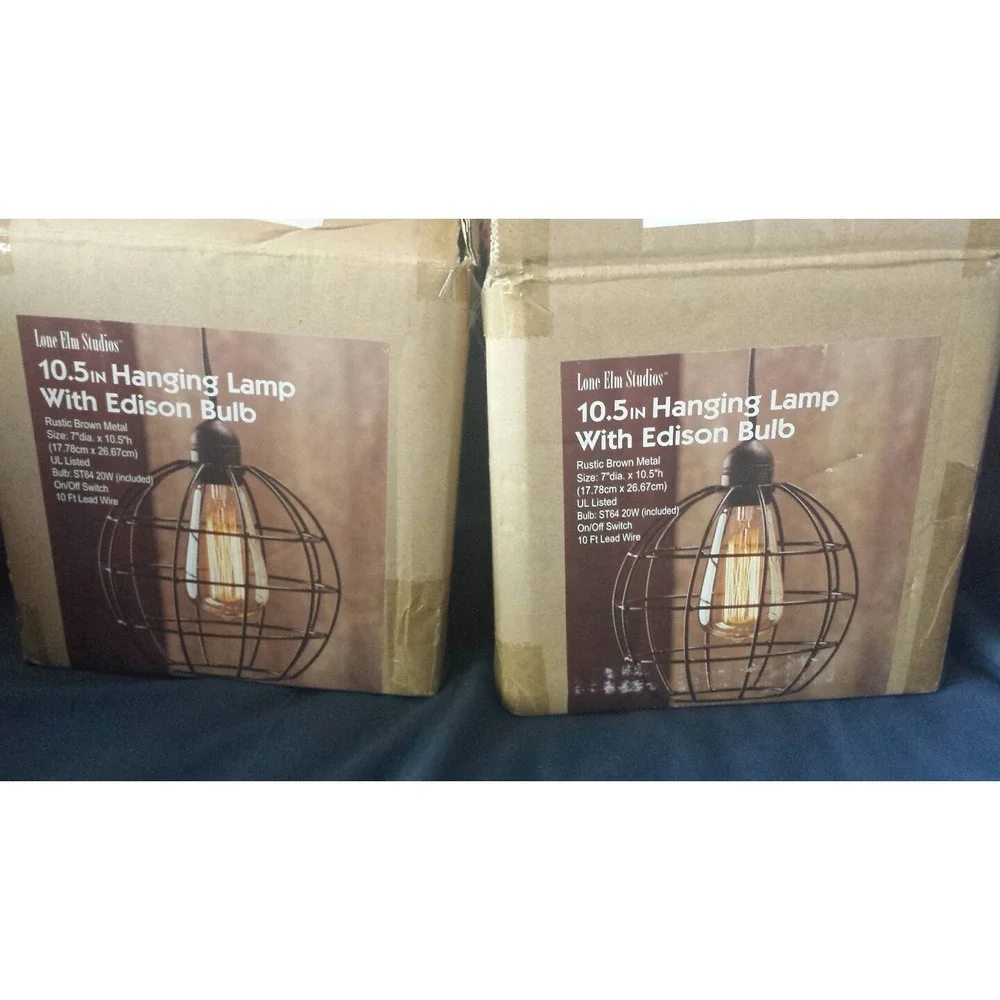 Lone Elm Studios Rustic Metal Cage Globe Pendant - Lot of 2